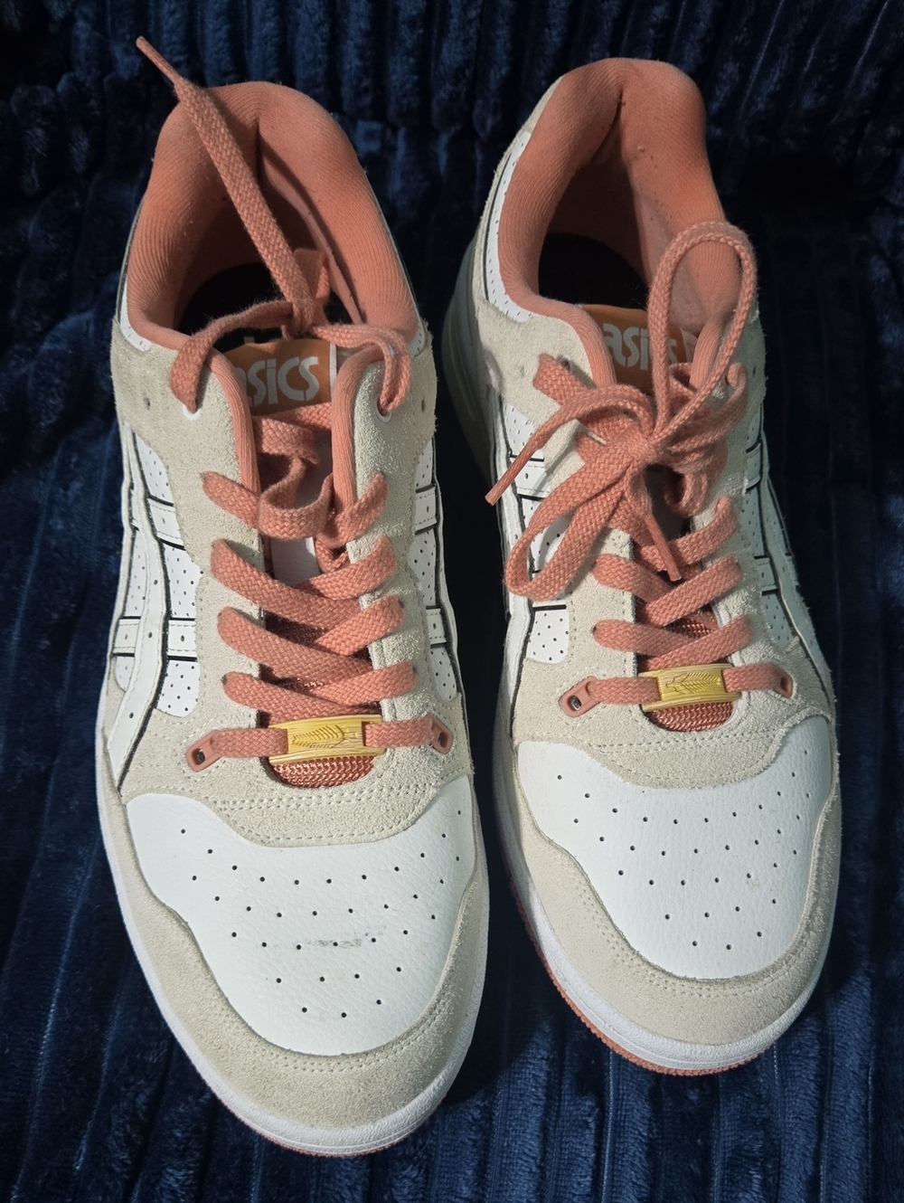 ASICS men's Sneakers in Coral and Cream Suede